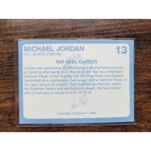 Michael Jordan 1989 Collegiate Collection #13 - Carolina's Finest 1st Edition - Picture 2 of 2
